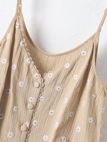 CosyJoli Plus Size Women's Floral Embroidered Pattern Casual Versatile Daily Outing Camisole Top - Apricot - View 6