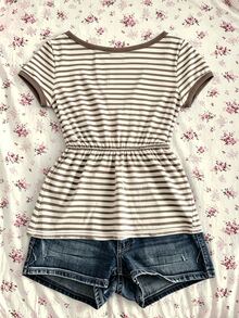 IslaSuriya Women's Casual V-Neck Striped Colorblock Short Sleeve Top For Daily Wear - Multicolor - View 2