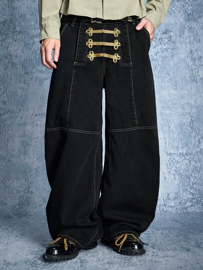 Street Life Herren Jeans im Loose Fit Vintage Stil mit Kontrastfarben und schrägen Taschen