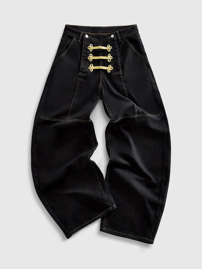 Street Life Herren Jeans im Loose Fit Vintage Stil mit Kontrastfarben und schrägen Taschen
