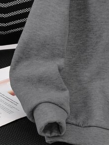 SHEIN 少女款純色連帽寬鬆休閒運動衫 - 灰色 - 查看 5