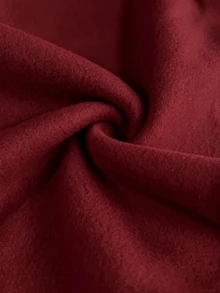 Resyla 女款拼接幾何刺繡長袖抽繩連帽口袋運動衫 - 酒紅色 - 查看 5