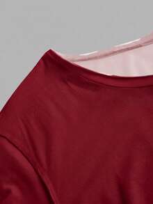 SHEIN EZwear 休閒極簡蜘蛛大肚印花不對稱落肩短袖寬鬆女款T恤 - 白色 - 查看 5