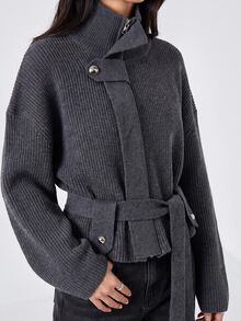 LYSMO Women Cardigans - Dark Grey - View 3