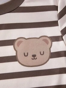 2Sets Baby Boy Baby Girl Snug Fit Pajama Cartoon Pattern Knitted Soft Round Neck Long Sleeve Pullover Top Elastic Waist Long Pants Tight Fit Loungewear Set, Suitable For All Seasons - Multicolor - View 10