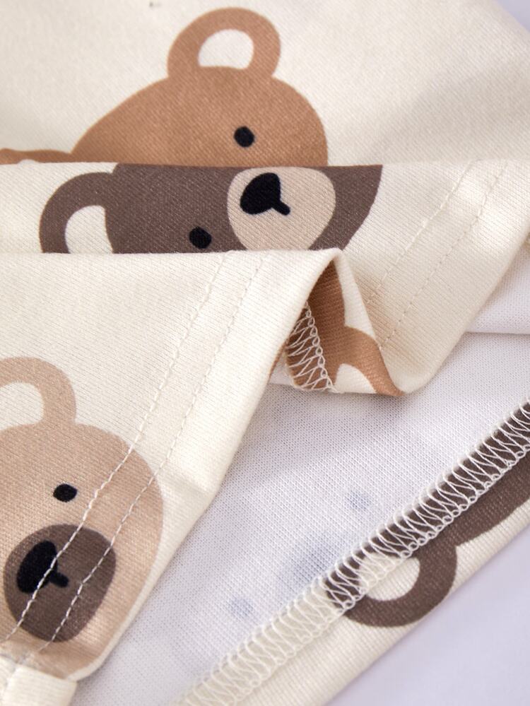 2Sets Baby Boy Baby Girl Snug Fit Pajama Cartoon Pattern Knitted Soft Round Neck Long Sleeve Pullover Top Elastic Waist Long Pants Tight Fit Loungewear Set, Suitable For All Seasons - Multicolor - View 9