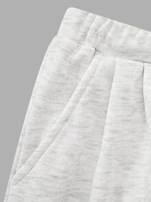 Pantalones rectos de pierna ancha con dobladillo de cordón casual - Gris Claro - Ver 7
