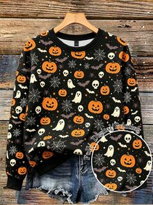 SHEIN LUNE Women's Sweatshirt Warm Lined Pullover Long Sleeve Top - Multicolor - View 1