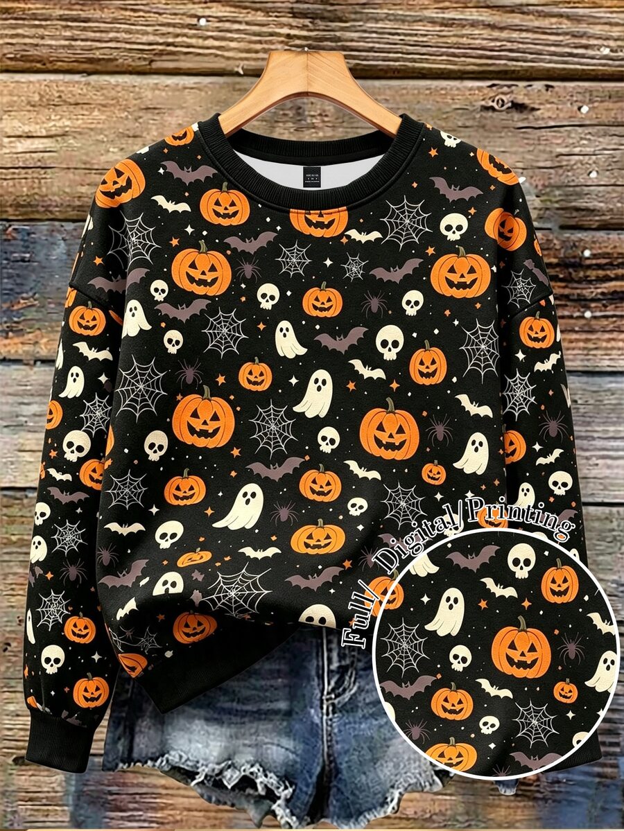 SHEIN LUNE Women's Sweatshirt Warm Lined Pullover Long Sleeve Top - Multicolor - View 1