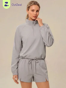 OutZeal Women's Solid Color Casual Versatile Daily Travel Sports Sweatshirt - Grey - View 1