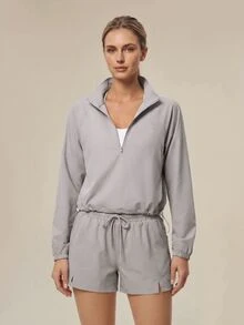 OutZeal Women's Solid Color Casual Versatile Daily Travel Sports Sweatshirt - Grey - View 6