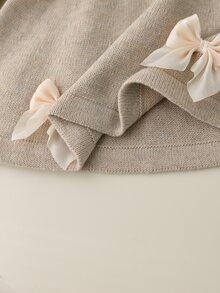 SHEIN 女嬰針織套頭圓領長袖毛衣洋裝，舒適適合秋冬，綠色/深綠色，優雅淑女風，刺繡重工，時尚時髦，適合日常穿著、外出、旅行、上學 - 杏色 - 查看 6