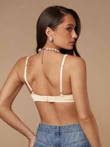 Silquee Lullawish Women's Solid Color Romantic Lace Patchwork Wireless Bra - Apricot - View 2