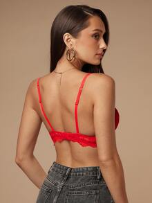 Silquee 1pc Thick Cup Lace Supportive Underwire Bra For Women - Red - View 2
