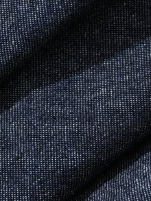 DAZY Spring/Autumn Navy Blue Raw Denim Hooded Jacket With Button Placket, Half-Zip Front, Adjustable Drawstring Hem, Paired With Long Elastic Waist Denim Pants, Men's Denim Set - Blue - View 8