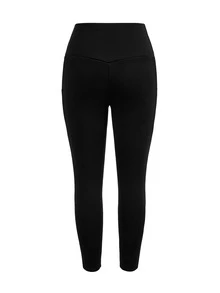 SHEIN Cheerettes Women's Solid Color Casual Versatile Daily Wear Sports Leggings - Black - View 5