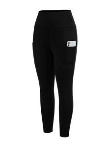 SHEIN Cheerettes Women's Solid Color Casual Versatile Daily Wear Sports Leggings - Black - View 9