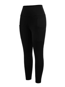 SHEIN Cheerettes Women's Solid Color Casual Versatile Daily Wear Sports Leggings - Black - View 8