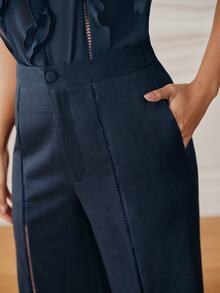 Anewsta Essential Elegant Casual Versatile Women's Suit Pants - Navy Blue - View 4