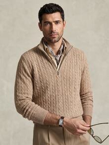 Lornavo Men's Wool Blend Cable Knit Quarter-Zip Mock Neck Sweater Long Sleeve Casual Pullover Sweater Autumn & Winter - Multicolor - View 6