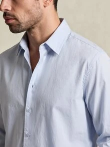Lornavo Men's Cotton Casual Modest Versatile Solid Color Long Sleeve Turn-Down Collar Shirt Teachers' Day Graduation Office Vacation Workout Light Blue Summer - Light Grey - View 5
