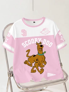 SCOOBY-DOO X SHEIN 女士可爱卡通印花短袖休闲百搭T恤 - 白色 - 查看 1