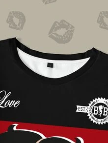 Betty Boop x SHEIN 女款字母卡通印花休閒日常短袖T恤 - 白色 - 查看 5