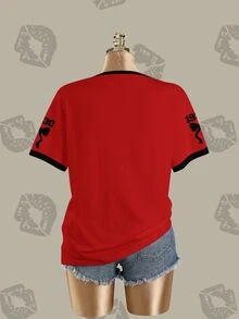 Betty Boop x SHEIN Damen T-Shirt mit Cartoon-Muster und kurzen Ärmeln - Weiss - Übersicht 4