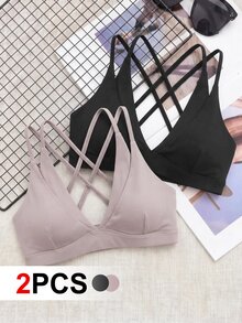 SHEIN Cheerettes 女款純色雙層運動內衣 - 彩色 - 查看 2