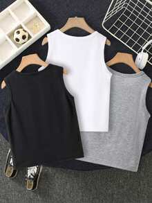 Young Boy Casual Multi-Piece Tank Top Set Suitable For Summer, Classic Cool Racing Culture Graphic Print, Vintage Racing Graphic Print - Multicolor - View 2