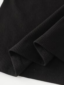 Elenzga Autumn New Cashmere V-Neck Contrast Collar Slim Fit Elegant Commute Women's Base Layer Brushed Top - Black - View 7