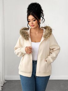 Elenzga Plus Size Sweatshirts & Hoodies - Apricot - View 5
