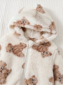 Cozy Pixies 男嬰裝飾編織標籤連帽長袖冬季夾克，保暖內裡加厚款 - 彩色 - 查看 3