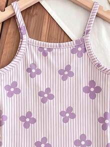 Baby Girl Casual Spaghetti Strap Romper, Suitable For Spring And Summer - Multicolor - View 3