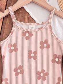 Baby Girl Casual Spaghetti Strap Romper Suitable For Spring And Summer - Multicolor - View 3