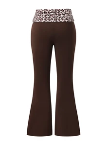 SHEIN Sparklyn 青少年女孩摺腰休閒百搭喇叭褲 - 彩色 - 查看 2