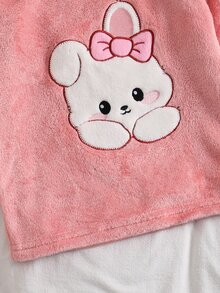 SHEIN Young Girl 2件組針織卡通可愛動物圖案人造毛家居服套裝 秋冬款 - 彩色 - 查看 9