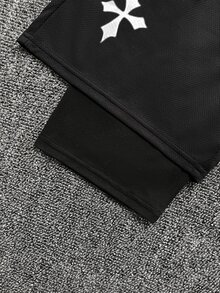 SHEIN 青少年男孩寬鬆休閒圖案印花短褲 黑色 夏季街頭風 適合徒步、度假、慢跑、舒適穿著 - 彩色 - 查看 6