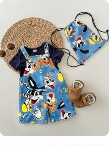SHEIN Little Byeori 兒童/小男孩休閒舒適印花圖案寬鬆連身褲 夏季套裝 幼兒男孩度假街頭風 - 彩色 - 查看 5