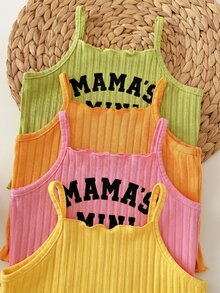 SHEIN LMoss Kids Young Girl Summer Outfit,Casual Solid Ribbed Knit Camisole Tops And Shorts Set,Home Wear Cute Daily Clothes For Girls, Candy Color - Multicolor - View 3