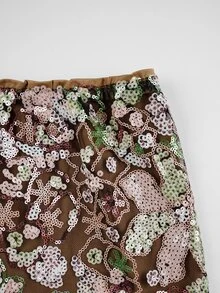SHEIN Glamour 夏季多色刺繡亮片島嶼度假約會裙 - 彩色 - 查看 3