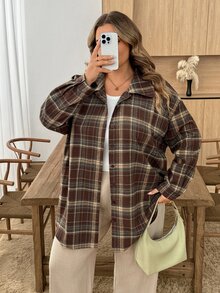 SHEIN CURVE+ 大尺碼女款感恩節套裝 秋季休閒日常穿著 - 彩色 - 查看 6