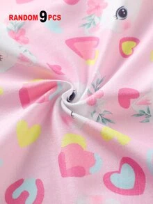 SHEIN 女童隨機 9 件組卡通動物、愛心、彩虹、雲朵印花簡約時尚內褲 秋季 - 彩色 - 查看 3