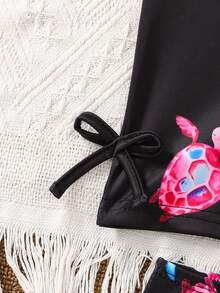 2pcs/Set Girls Turtle Print Swimsuit, Includes Turtle Print Tankini Top And Turtle Print Swimshorts, Suitable For Beach Vacation - Multicolor - View 5