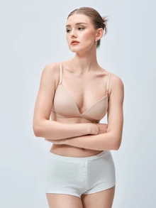 Softvol Women's Wireless Lift & Support Bra - Comfortable T-Shirt Bra, Full Day Natural Lift & Cleavage Support, Seamless & Skin-Friendly For Everyday Confident Wear - Beige - View 4