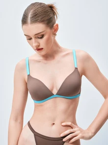 Softvol Women's Wireless Push-Up Bra, Comfortable Seamless Fit With All-Day Support - Brown - View 5