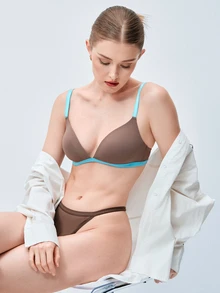 Softvol Women's Wireless Push-Up Bra, Comfortable Seamless Fit With All-Day Support - Brown - View 8