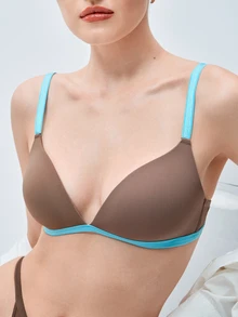Softvol Women's Wireless Push-Up Bra, Comfortable Seamless Fit With All-Day Support - Brown - View 9