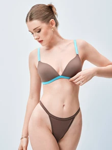 Softvol Women's Wireless Push-Up Bra, Comfortable Seamless Fit With All-Day Support - Brown - View 4
