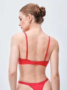 Softvol Women's Red Triangle Cup Sexy Comfortable Swimwear Bra, Removable Pads, Adjustable Straps, Ladies Lingerie, For Summer Beach - Hot Pink - View 2